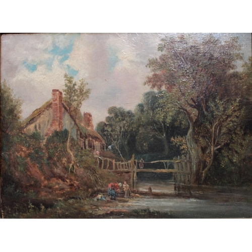 120 - Attributed to James Stark (Norwich School, 1794-1859) Rural Life inscribed plaque, oil on panel, 22c... 