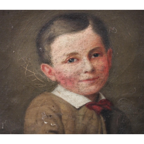 26 - Irish School (19th/early 20th century) Portrait of a Boy in Tartan label to verso for Nat. Ross Depo... 