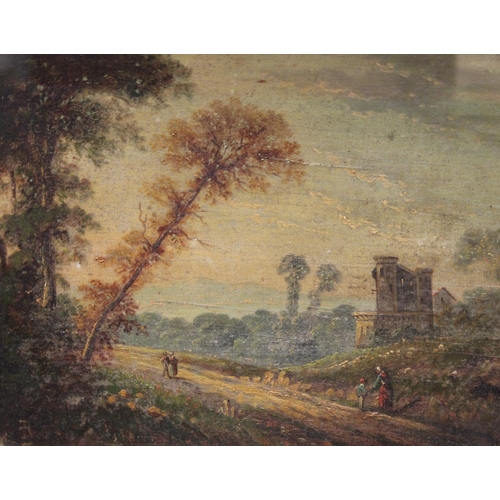 264 - Continental School (19th century) An Italianate Lanscape, Figures Strolling oil on board, 22.5cm x 2... 