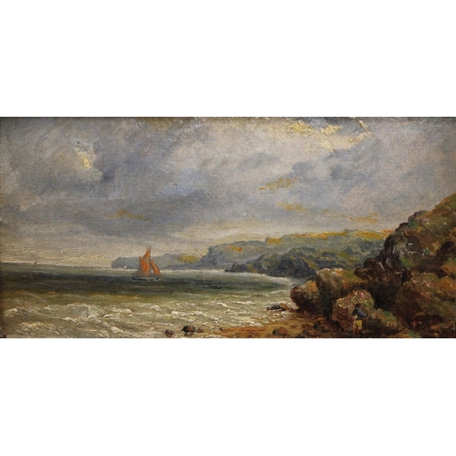 267 - English Marine School (19th century) Shipping off the Coast, A Figure on the Shore oil on canvas,15.... 