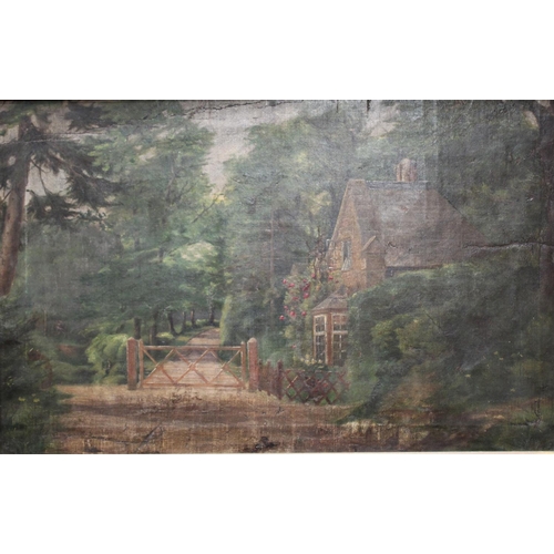 278 - English School (19th/early 20th century) Gatehouse to a Country Estate oil on canvas, 35.5cm x 55.5c... 