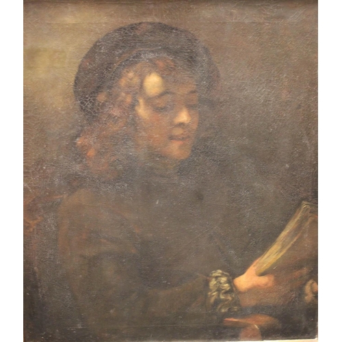 282 - English School (early 20th century) A Young Lady Reading oil on canvas, 70cm x 60cm