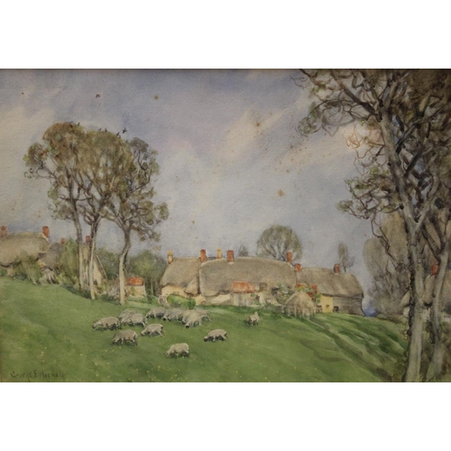 286 - George F Nicholls A Contented Flock signed, watercolour, 25cm x 36.5cm