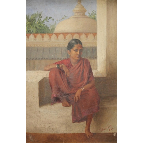 297 - M Bulkley (Late 19th century) Portrait of a Young Indian Girl signed, dated 1890, oil on canvas, 44.... 