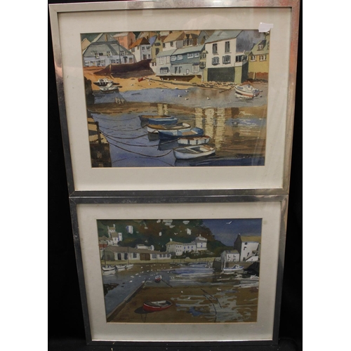 308 - Ronald Scott Thorn A pair, Polperro, Small Boats and Mid-Tide signed, watercolour, 30cm x 40cm