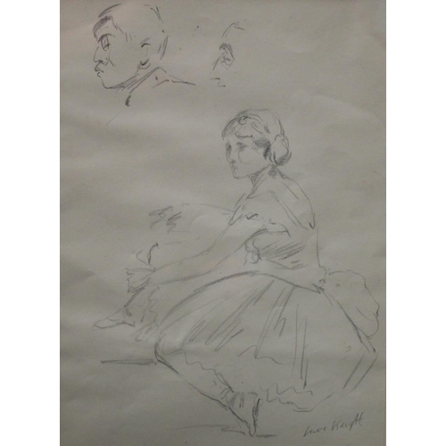 46 - Knight Portrait of a Ballerina bears signature, pencil drawing. 28.5cm x 19.5cm; another, Studies fo... 