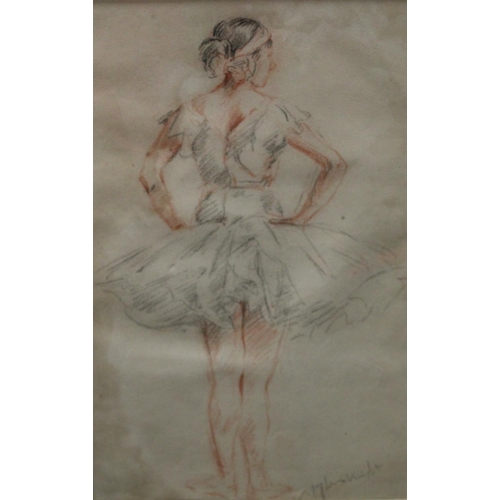 66 - Knight Study of a Ballerina bears signature, red chalk and charcoal, 29cm x 18.5cm; another, Portrai... 