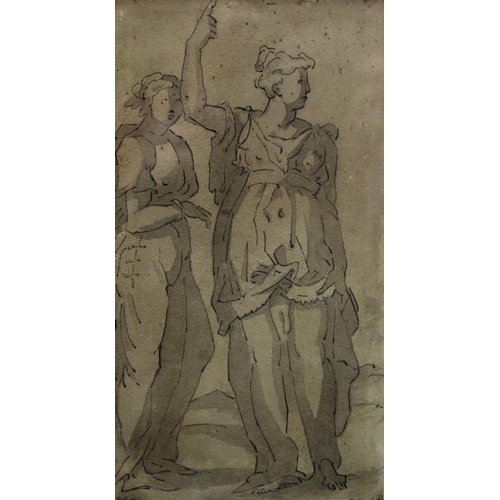 74 - D Roberts Classical Figures bearing signature and date 11th Nov 180*, 19.5cm x 10.5cm