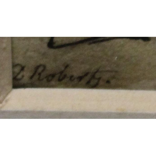 74 - D Roberts Classical Figures bearing signature and date 11th Nov 180*, 19.5cm x 10.5cm