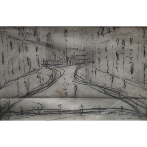 88 - Lowry Street Scene bears signature, pencil drawing, 19cm x 29cm