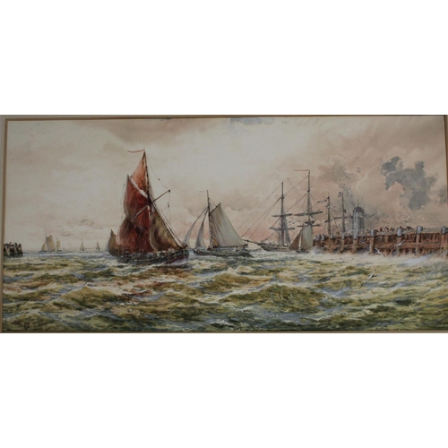 90 - Thomas Bush Hardy (1842 - 1897) Busy Shipping Off the Coast signed, dated 1890, watercolour, 30cm x ... 