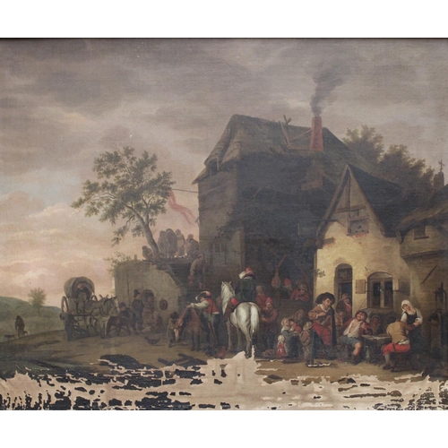 7 - After Dirk Stoop (Dutch, 17th Century) Outside the Tavern oil on canvas, 60cm x 75cm