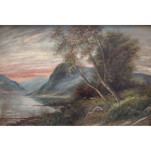 83 - H Graham (19th/early 20th century) A pair, Sheep in the Highlands signed, oils on board, 49cm x 75.5... 