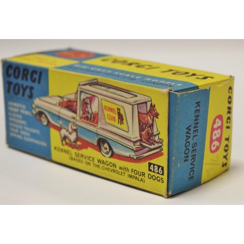 109 - Corgi 486 Chevrolet Impala ''Kennel Club'' - two-tone, white, red, pale blue interior with 4 dog fig... 