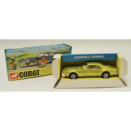 118 - Corgi 276 Oldsmobile Toronado - lime body, cream interior, chrome trim, grey plastic tow hook, Golde... 