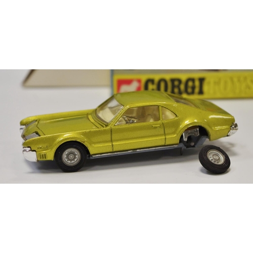 118 - Corgi 276 Oldsmobile Toronado - lime body, cream interior, chrome trim, grey plastic tow hook, Golde... 