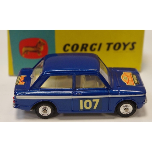 130 - Corgi 340 Sunbeam Imp ''Rallye Monte Carlo'' - blue body, white side flashes, cast hubs, off white i... 