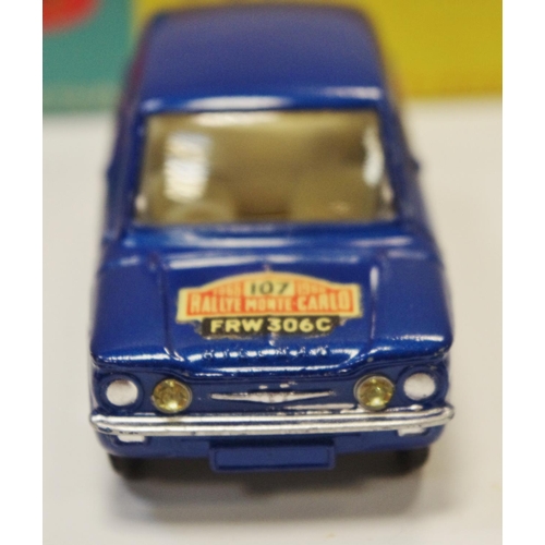 130 - Corgi 340 Sunbeam Imp ''Rallye Monte Carlo'' - blue body, white side flashes, cast hubs, off white i... 