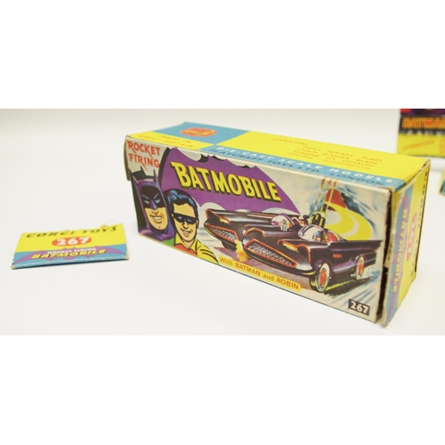 136 - Corgi 267 ''Batman'' - Batmobile (1st issue) - black body, blue tinted windscreens, with ''Batman an... 