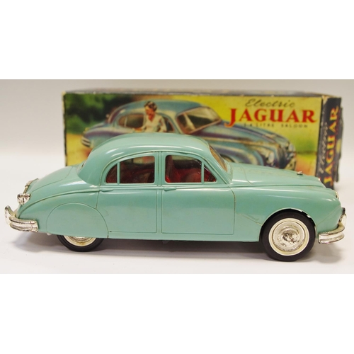 150 - Mettoy No.896 ''Electric'' Jaguar 2.4 litre Saloon - blue plastic body with red interior, white whee... 