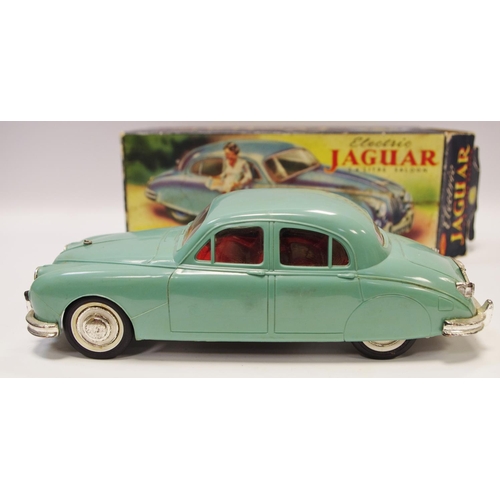 150 - Mettoy No.896 ''Electric'' Jaguar 2.4 litre Saloon - blue plastic body with red interior, white whee... 