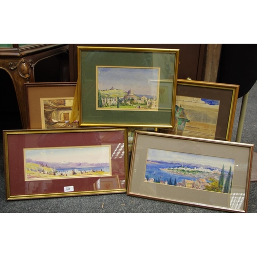 267 - Travel - various well executed early 20th century original watercolours by Jane M Duncombe, done fro... 