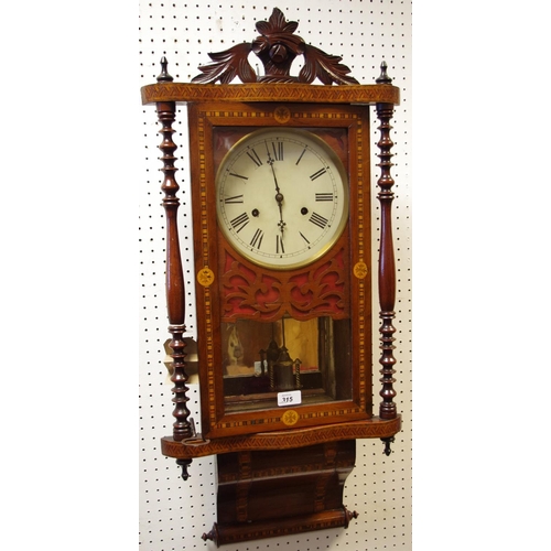 315 - A Victorian walnut and mahogany Vienna wall clock