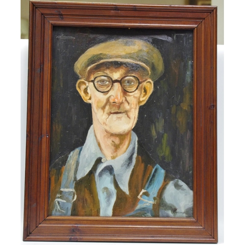 62 - Northern School (20th century) Portrait Study oil on board,framed  44cm x 54cm