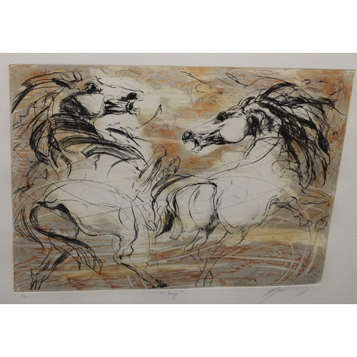 85 - Hans Erni , after, Wild Horses, artist prood, signed in pencil, x/1c, 23cm x 76cm