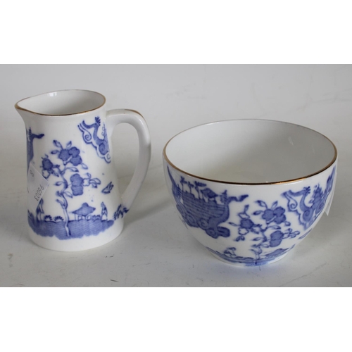 111 - An early 19th century Royal Stafford Oriental blue and white pattern coffee set for eight comprising... 