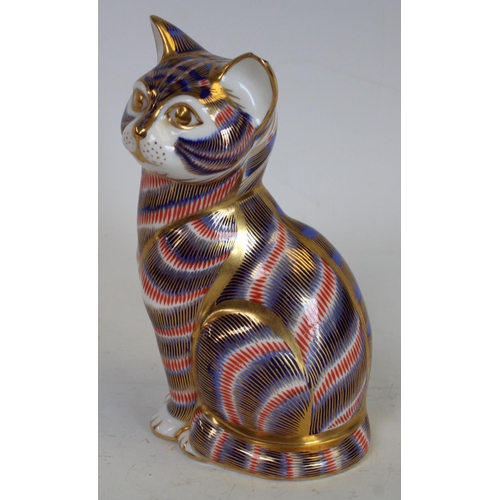 119 - A Royal Crown Derby paperweight, Cat; a similar 2451 pattern plate