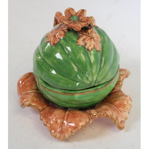 128 - A 19th century novelty inkwell, as a melon
