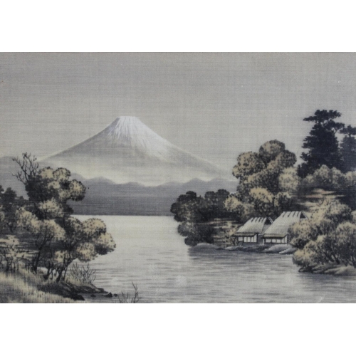 137 - A pair of Japanese landscapes of Mount Fuji, painted on silk