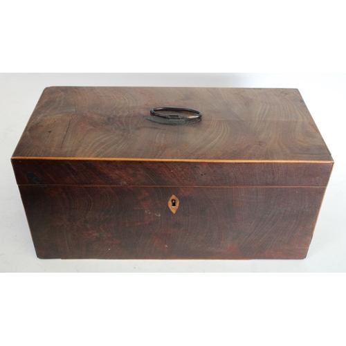 146 - A George III rectangular tea caddy, hinged cover enclosing two lidded compartments, 30.5cm wide
