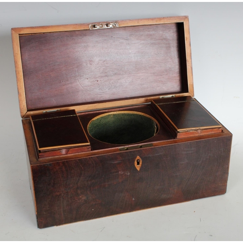 146 - A George III rectangular tea caddy, hinged cover enclosing two lidded compartments, 30.5cm wide
