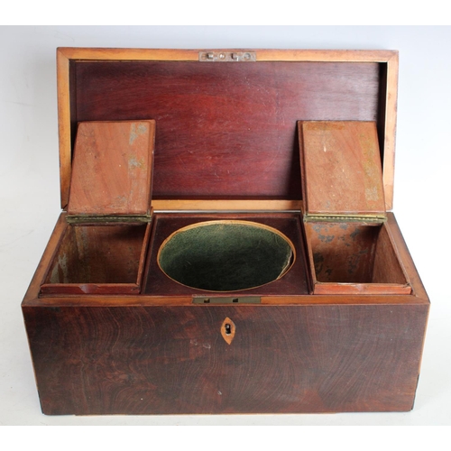 146 - A George III rectangular tea caddy, hinged cover enclosing two lidded compartments, 30.5cm wide
