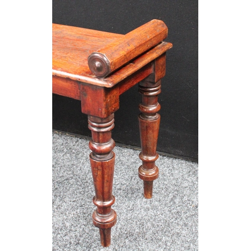 155 - A Victorian mahogany window seat/bench, 120.5cm wide