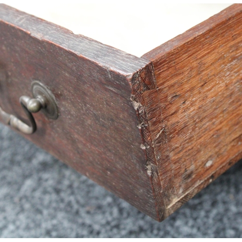 156 - A George III oak mule chest, hinged rectangular top enclosing a vacant interior, above a pair of sho... 