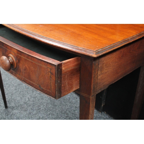 159 - A George III mahogany side table, moulded bowed rectangular top above a single frieze drawer outline... 