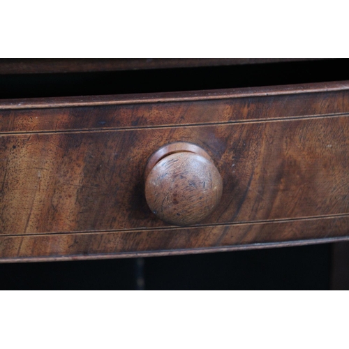 159 - A George III mahogany side table, moulded bowed rectangular top above a single frieze drawer outline... 