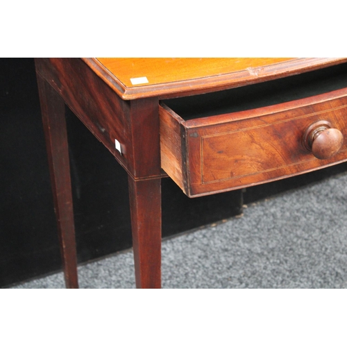 159 - A George III mahogany side table, moulded bowed rectangular top above a single frieze drawer outline... 