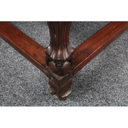 160 - A substantial Chinese hardwood centre table, rectangular panel top above a pair of deep drawers, sha... 