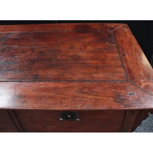 160 - A substantial Chinese hardwood centre table, rectangular panel top above a pair of deep drawers, sha... 