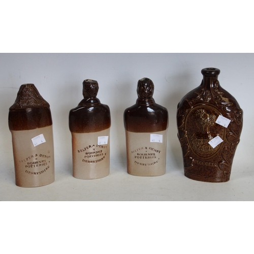 173 - Denby stoneware reform flasks, Broughams, Lord John Russell, William IV and Duchess of Kent (4)