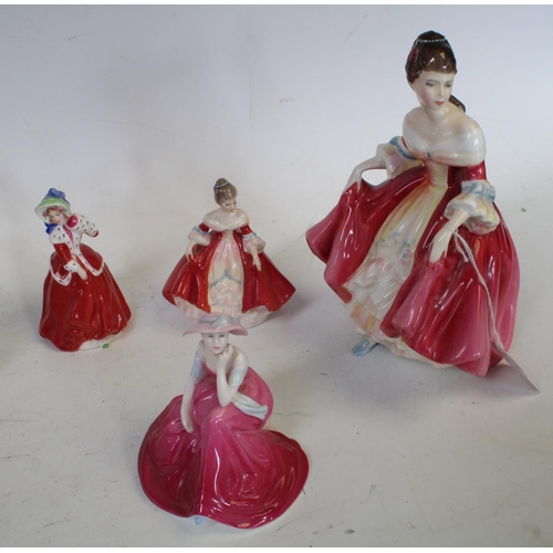 177 - Five Royal Doulton figures; two others, Coalport (7)