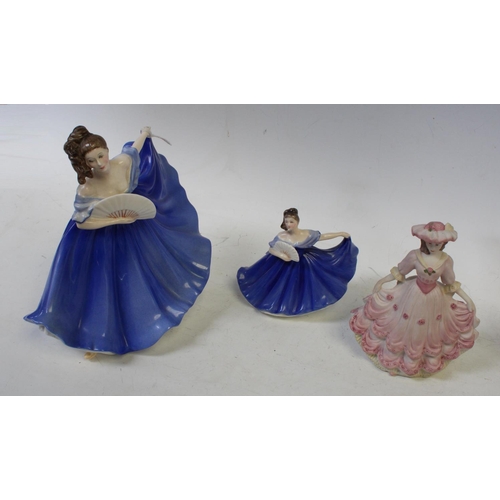 177 - Five Royal Doulton figures; two others, Coalport (7)
