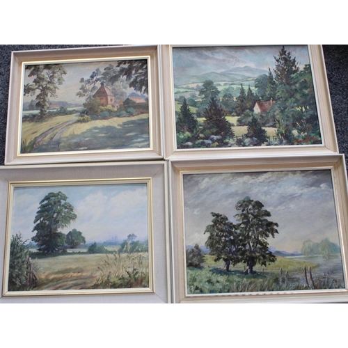 182 - Pictures and Prints - E. G. Wilson, Rural Landscape, 44cm x 34cm, signed, oil on board; others simil... 