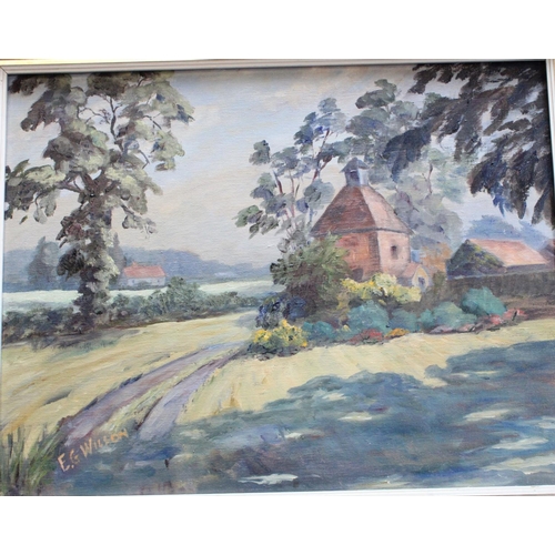 182 - Pictures and Prints - E. G. Wilson, Rural Landscape, 44cm x 34cm, signed, oil on board; others simil... 
