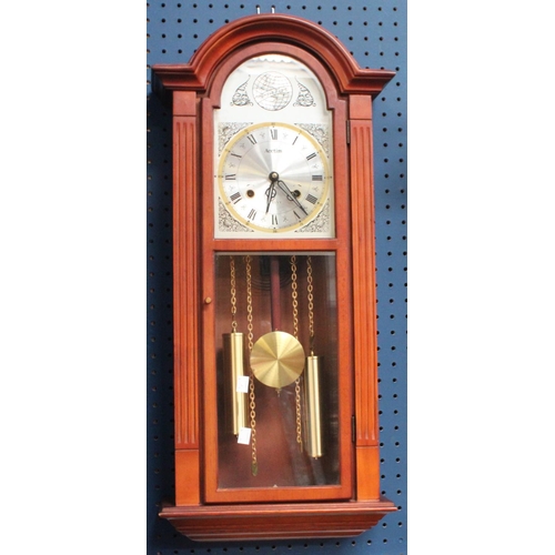 185 - A retro 1970's Acctima vienna type wall clock, arched top, glazed case, silvered dial, roman numeral... 