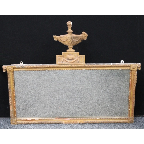 186 - A Neo-Classical chimney glass, the rectangular mirror plate crested by an urn in the Adam taste, 19t... 